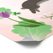 Poster Fleurs de printemps et lapins bondissants | (Coin)