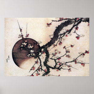 Poster Fleurs de prune et la lune, Hokusai