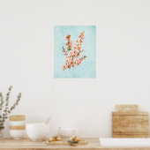 Poster Fleurs de prune sur Denim vieilli (Cuisine)