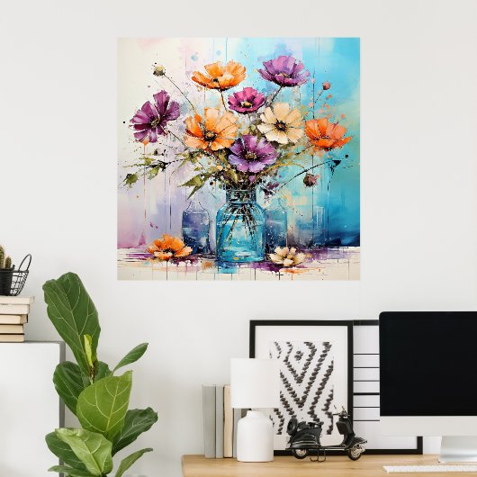 Poster Fleurs de ressort d'aquarelle (Bureau à domicile)