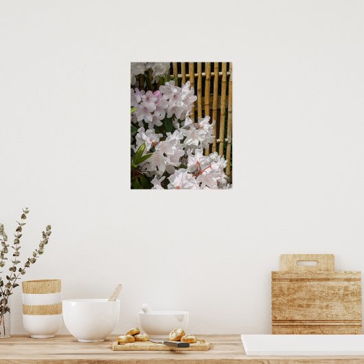 Poster Fleurs de Rhododendron Blanc et Fleurs de Clôture  (Cuisine)