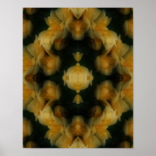 Poster Fleurs de rose jaune Art Abstrait de la nature (Devant)