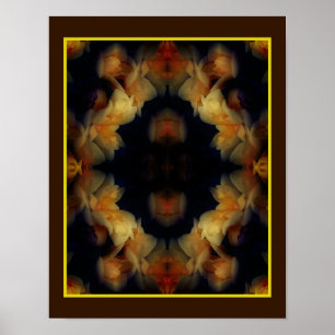 Poster Fleurs de rose jaune miroir nature Abstraite