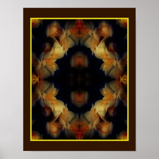 Poster Fleurs de rose jaune miroir nature Abstraite (Devant)