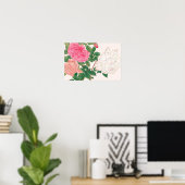 Poster Fleurs de rose rose et blanc avec feuilles vertes (Bureau à domicile)