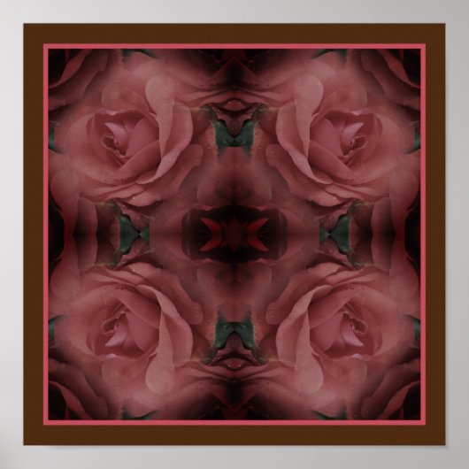 Poster Fleurs de rose rouge miroir nature Abstraite (Devant)