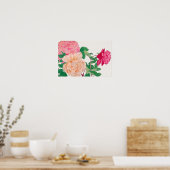 Poster Fleurs de roses roses et orange pâle (Cuisine)