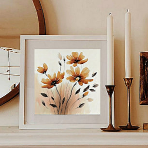Poster Fleurs de sépia