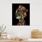 Poster Fleurs de silhouette Queen Elizabeth II Moyen (Cuisine)