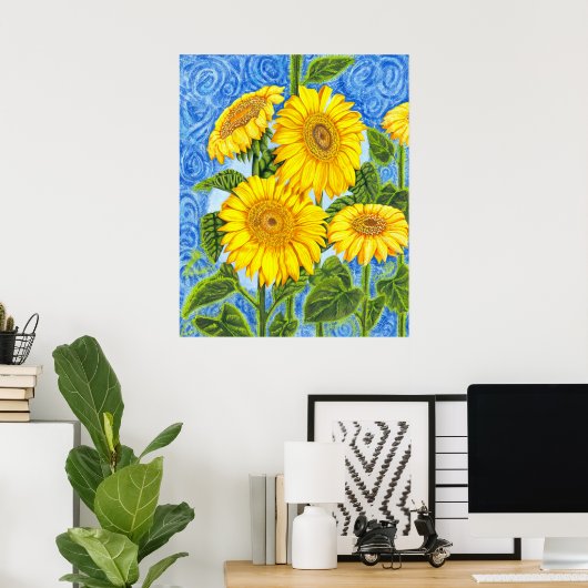 Poster Fleurs de soleil (Bureau à domicile)
