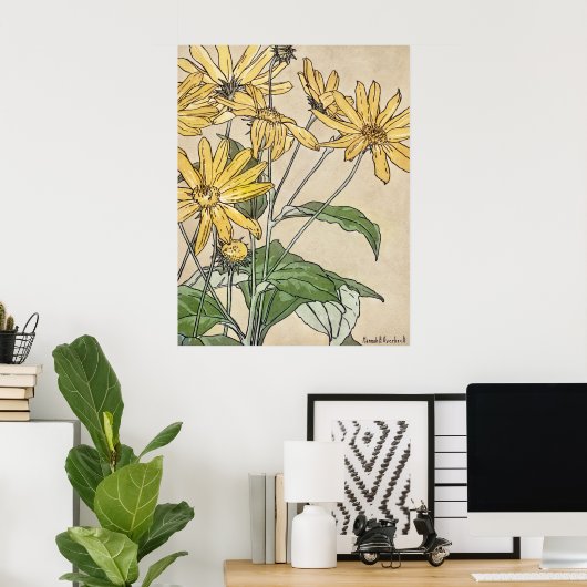 Poster Fleurs de soleil (Bureau à domicile)
