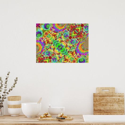 Poster Fleurs de soleil Abstraites | fleurs funky rétro (Cuisine)