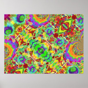 Poster Fleurs de soleil Abstraites   fleurs funky rétro