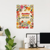 Poster Fleurs de soleil auto-entretien super rétro (Bureau à domicile)