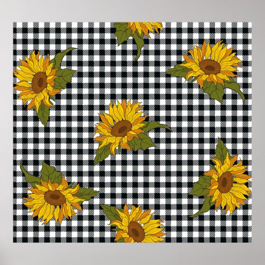 Poster Fleurs de soleil, chevalet de buffle blanc noir, f (Devant)