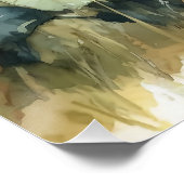 Poster Fleurs de soleil d'aquarelle et veau des Highlands (Coin)