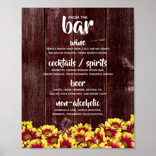 Poster Fleurs de soleil d'automne sur clôture en bois Boi (Devant)