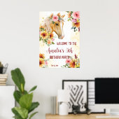 Poster Fleurs de soleil de cheval signe de bienvenue (Bureau à domicile)