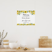 Poster Fleurs de soleil de verdure Bienvenue Mariage (Cuisine)