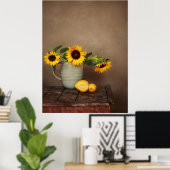 Poster Fleurs de soleil et citrons rustiques (Bureau à domicile)