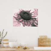 Poster Fleurs de soleil géantes Art rose Vintage (Cuisine)