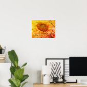 Poster Fleurs de soleil géantes Grunge jaune Script Vinta (Bureau à domicile)