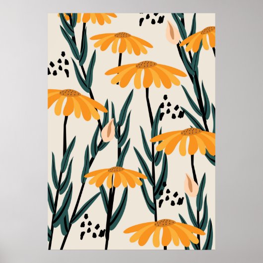 Poster Fleurs de soleil jaunes (Devant)