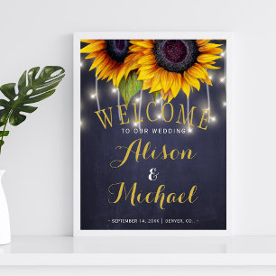 Poster Fleurs de soleil lumières rustiques mariage de aut