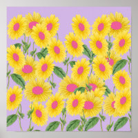 Fleurs de soleil rose Vintage Rustique Moderne Pas