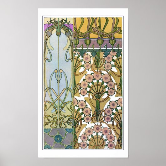 Poster Fleurs de style Art Nouveau, Mucha (Devant)