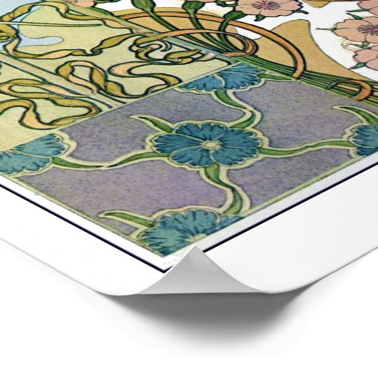 Poster Fleurs de style Art Nouveau, Mucha (Coin)