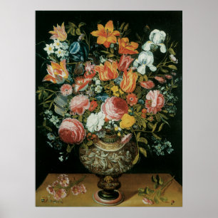 Poster Fleurs de style baroque vintage dans un vase