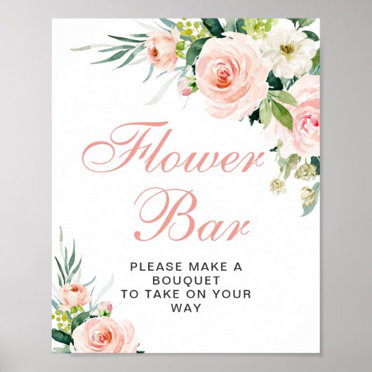 Poster Fleurs de teinte rose verdure panneau de bar flora (Devant)