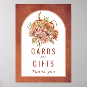 Poster Fleurs de terre cuite Cartes citrouilles et cadeau