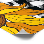 Poster Fleurs de tournesol lumineuses sur à damiers parce (Coin)