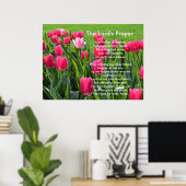 Poster Fleurs de tulipe rose printanière, Prière du Seign (Bureau à domicile)