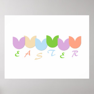 Poster Fleurs de tulipes et texte personnalisé Couleurs p