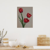 Poster Fleurs de tulipes rouges (Cuisine)