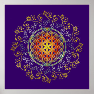 Poster FLEURS DE VIE / Blume des Lebens - Ornement IV