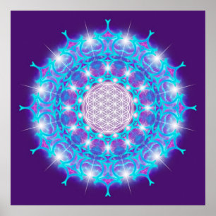Poster FLEURS DE VIE/Blume des Lebens Stars Mandala