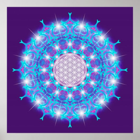 Poster FLEURS DE VIE/Blume des Lebens Stars Mandala (Devant)