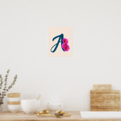 Poster Fleurs de Zinnia Monogramme Initial A  (Cuisine)