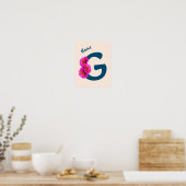 Poster Fleurs de Zinnia Monogramme Initiale G Personnalis (Cuisine)