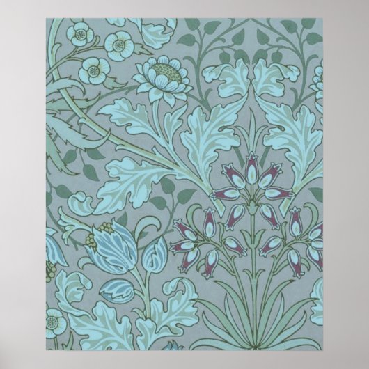 Poster Fleurs décoratives bleu pastel (Devant)