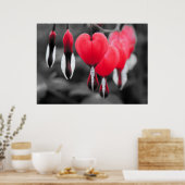 Poster Fleurs des Coeurs Saignants : Couleur Rouge Splash (Cuisine)