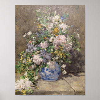 Poster Fleurs d'été, huile sur toile. A. Renoir vintage