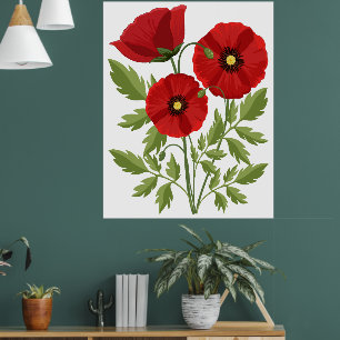 Poster Fleurs d'été joyeuses floraison de pavot