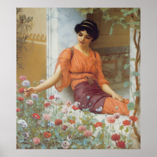 Poster Fleurs d'été par John William Godward