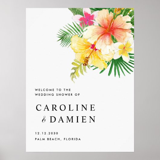Poster Fleurs d'été tropicales Accueil Wedding shower (Devant)