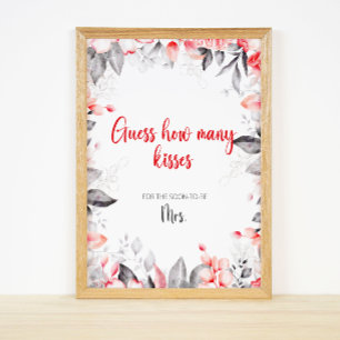 Poster Fleurs devinez combien de baisers jeu nuptiale